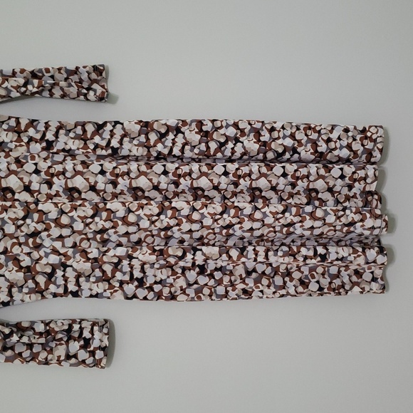 Y2k Retro Bodycon Midi Dress Medium Brown Tan Cowl Neck 3/4 Sleeve Office Career - Picture 7 of 12